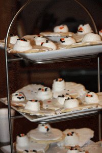 Tower of Melting Snowman Sugar Cookies