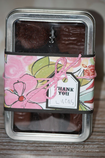 Small gift boxes - A Candy Tin with Brushed Belly Band and filled with chocolate