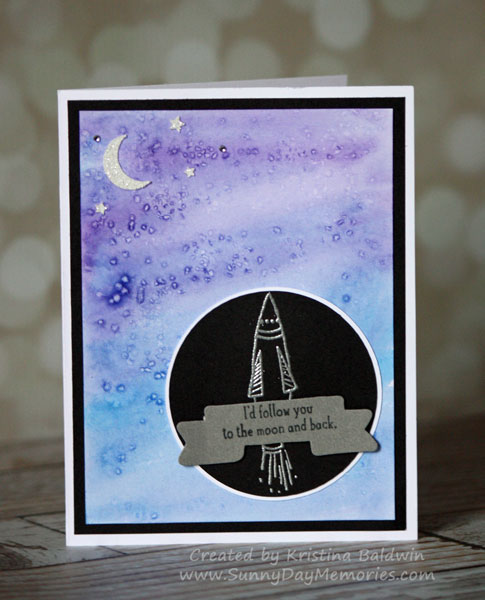 To the Moon Watercolor Card