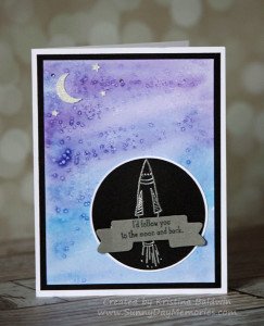 To the Moon Watercolor Card
