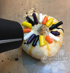Heating Melted Crayon Pumpkin