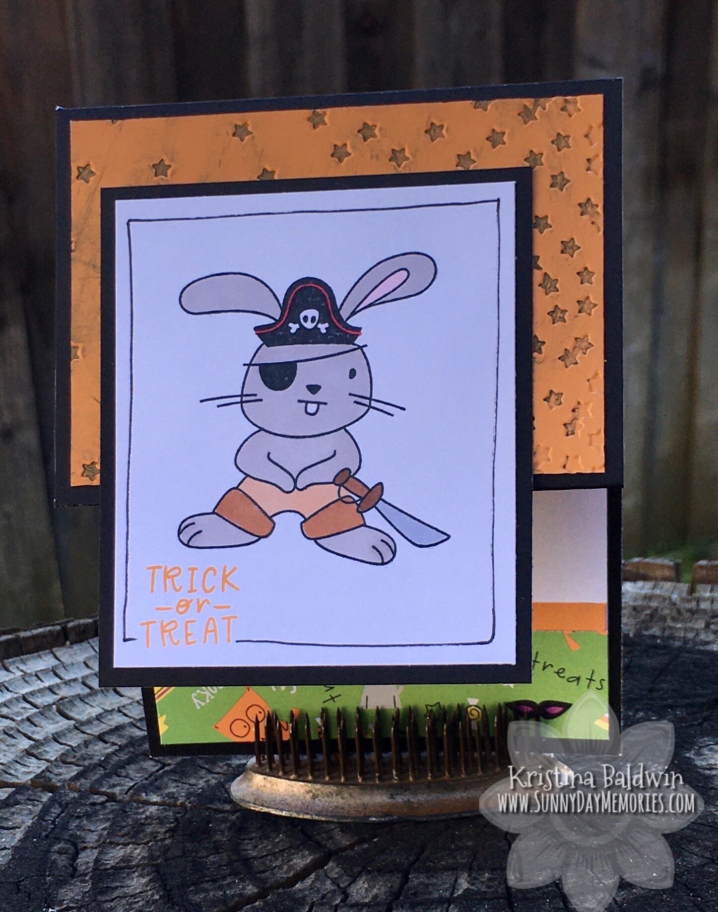 CTMH Frightful Friends Rabbit Pirate Card