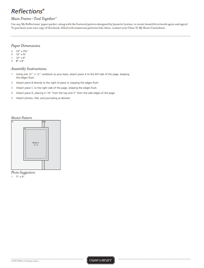 CTMH Reflections Tied Together Scrapbook Pattern