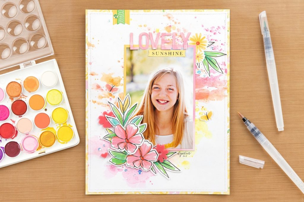 CTMH Lovely Sunshine Watercolor Layout