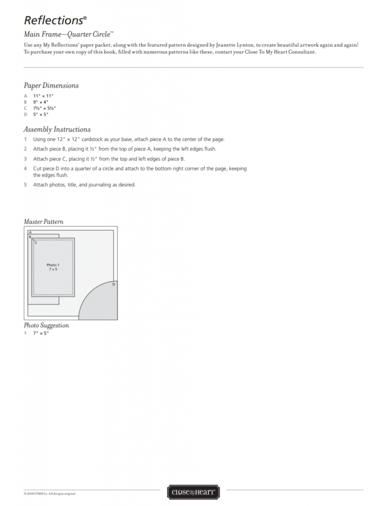 CTMH Reflections Quarter Circle Layout Pattern