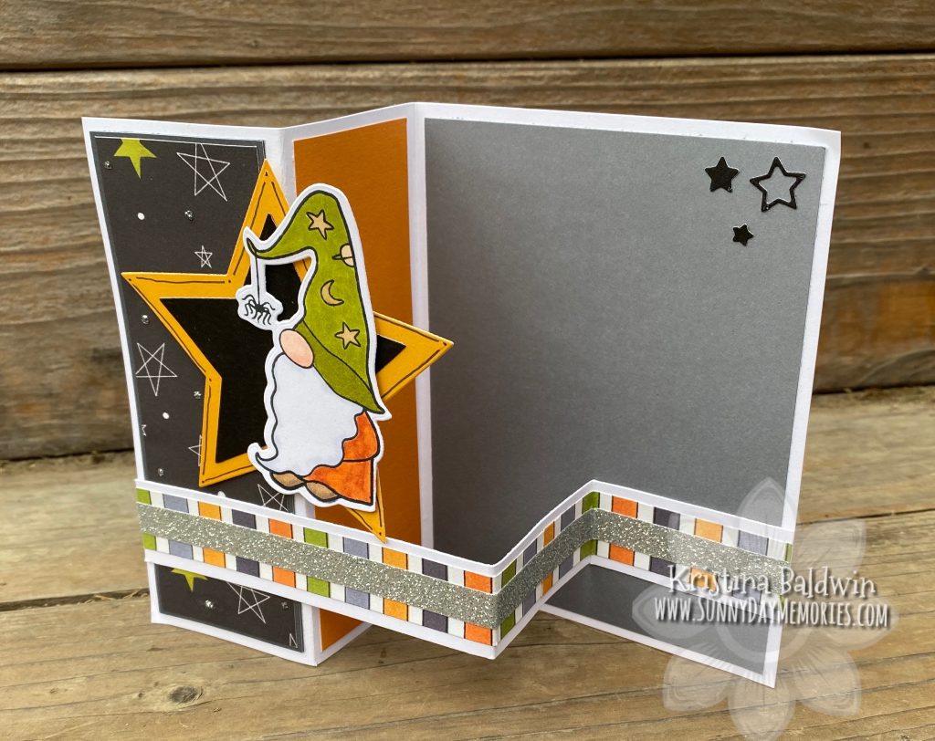 Spooky Gnome Double Z-fold Card Open