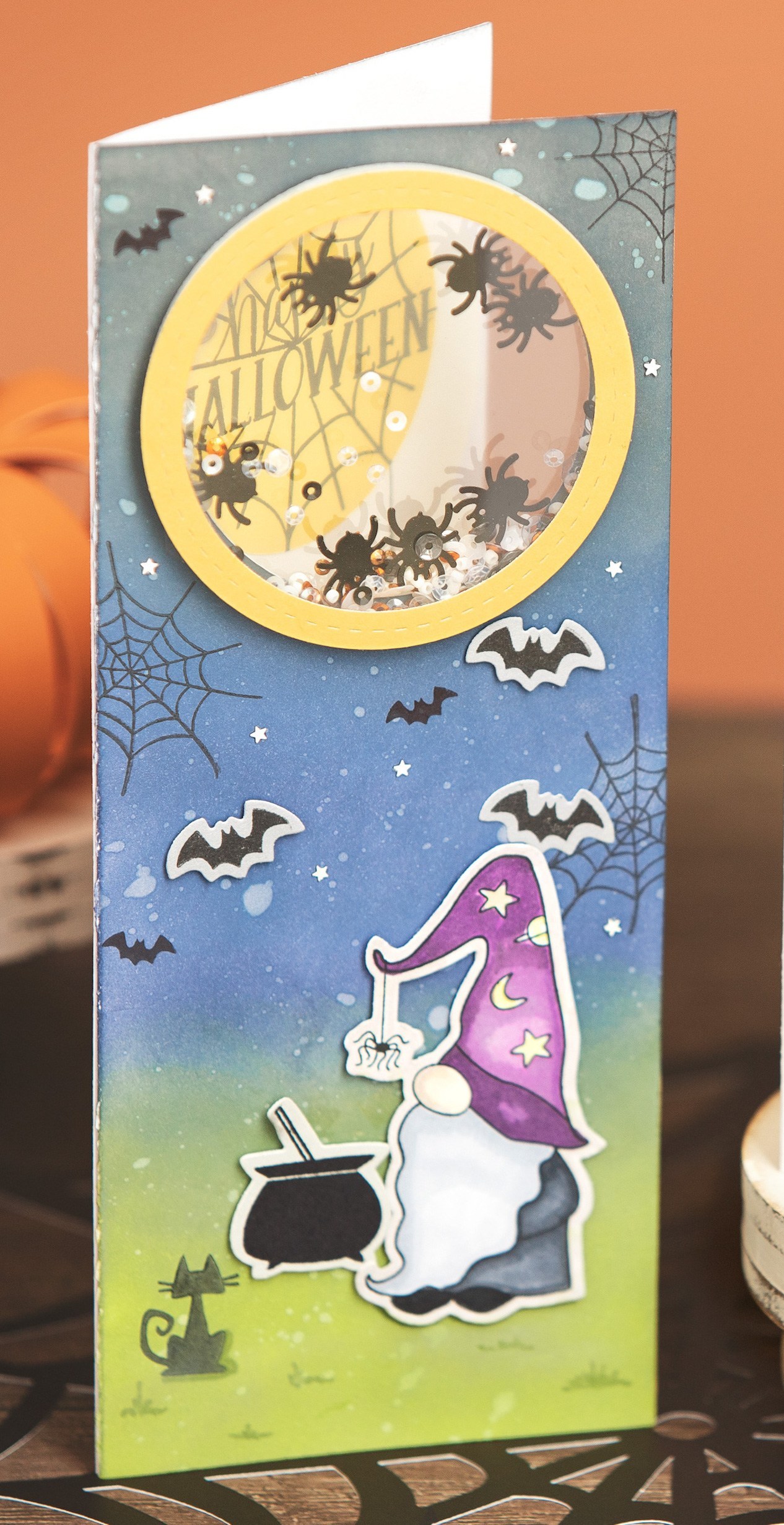 Halloween See-through Shaker Window Slimline Card