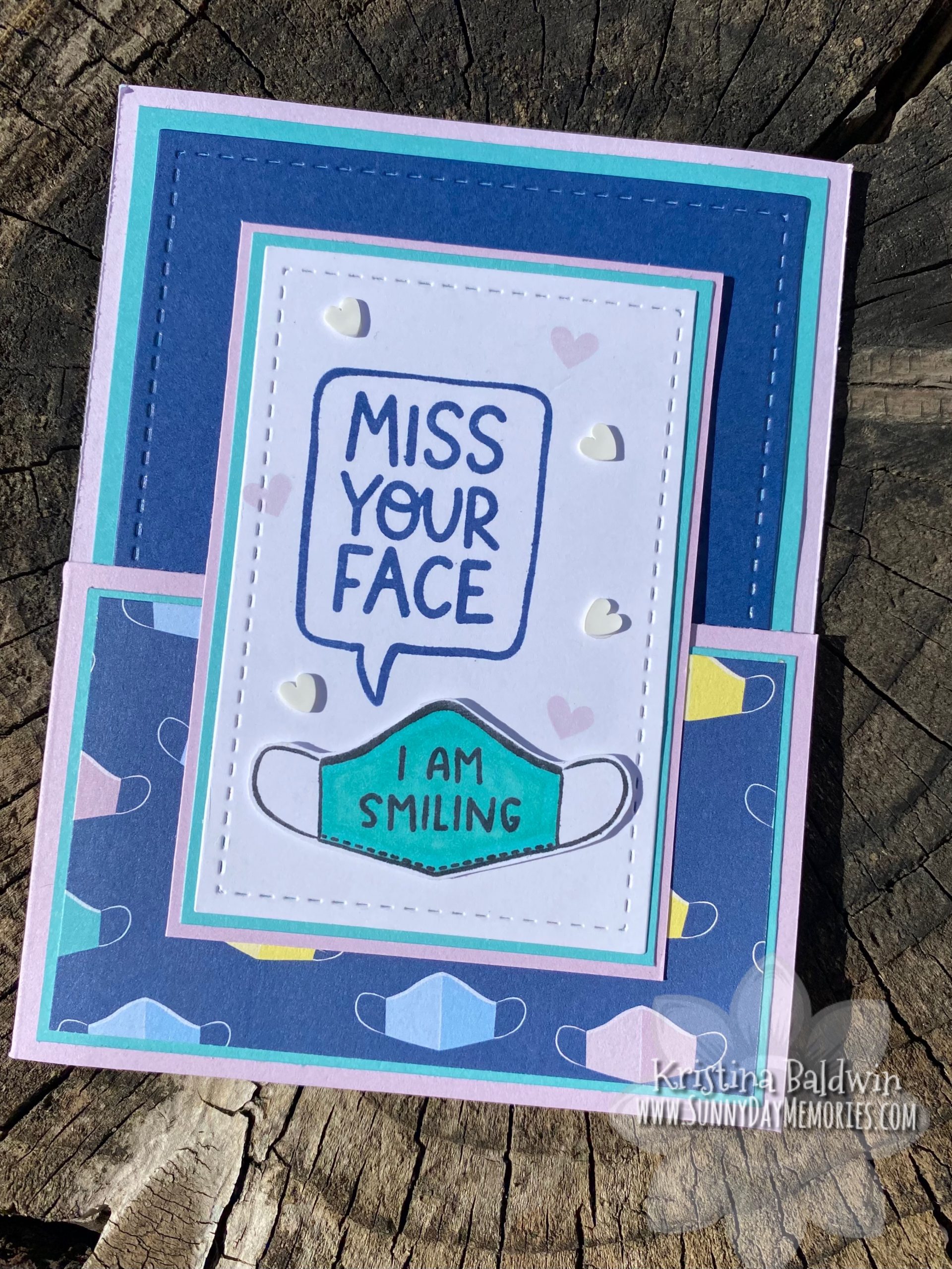 Miss You Face Handmade Card