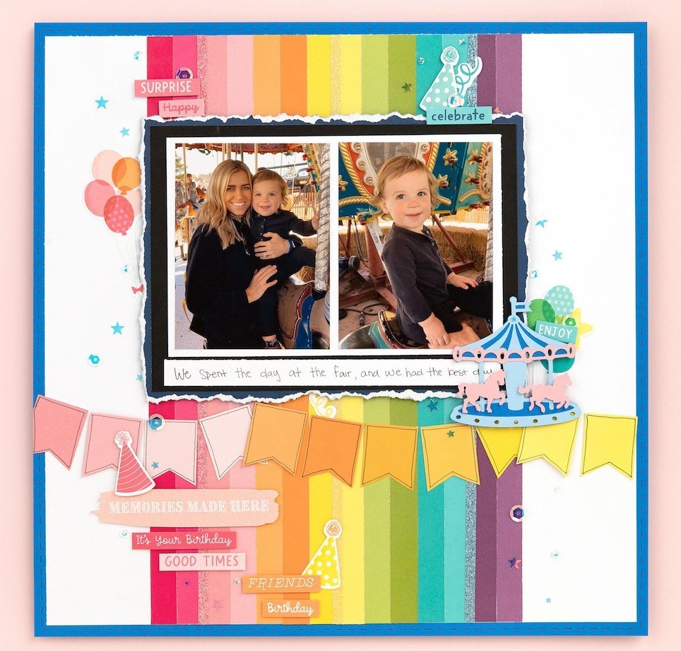 CTMH Rainbow Birthday Layout