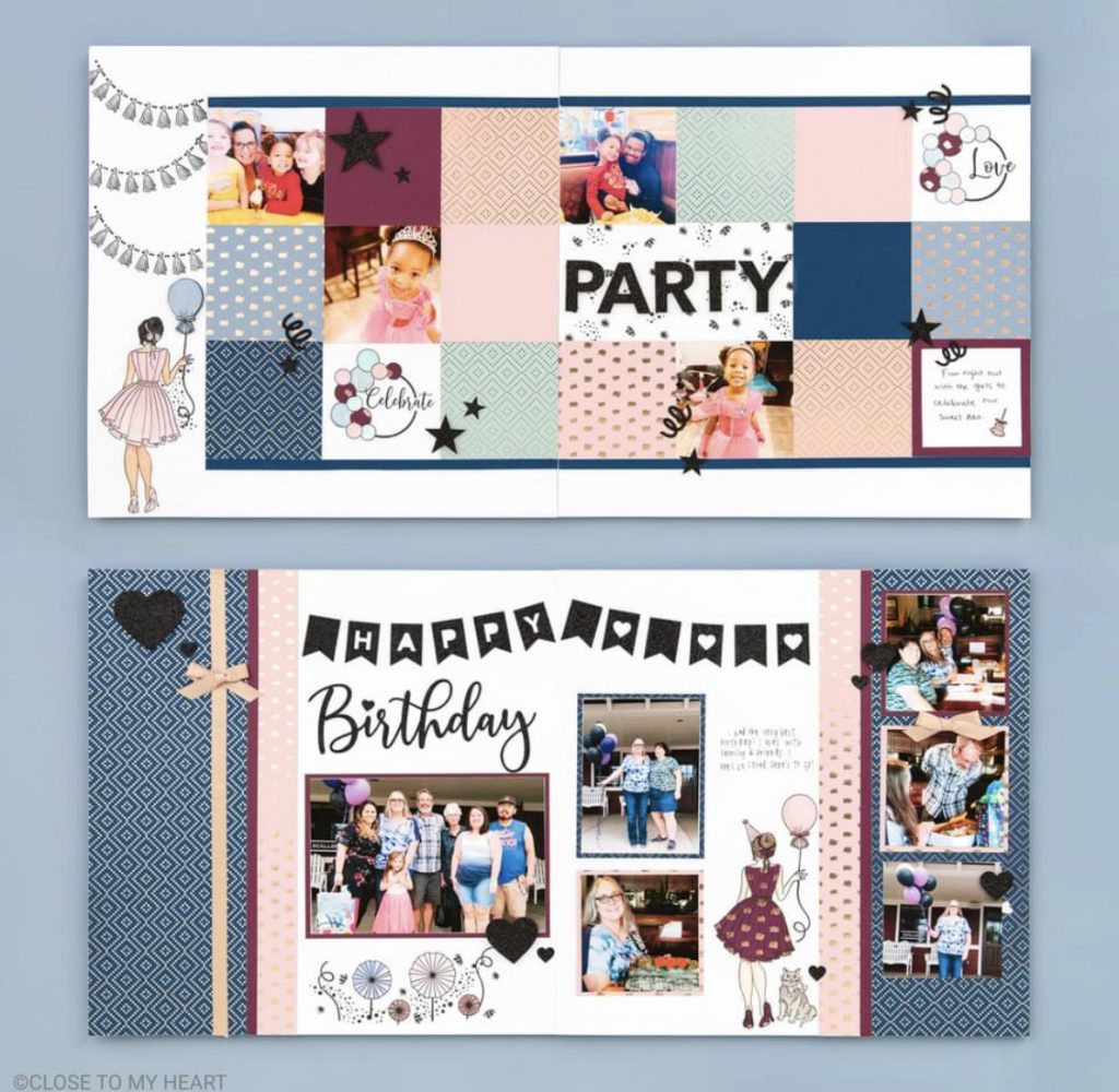 CTMH Party Girl Scrapbook Layouts
