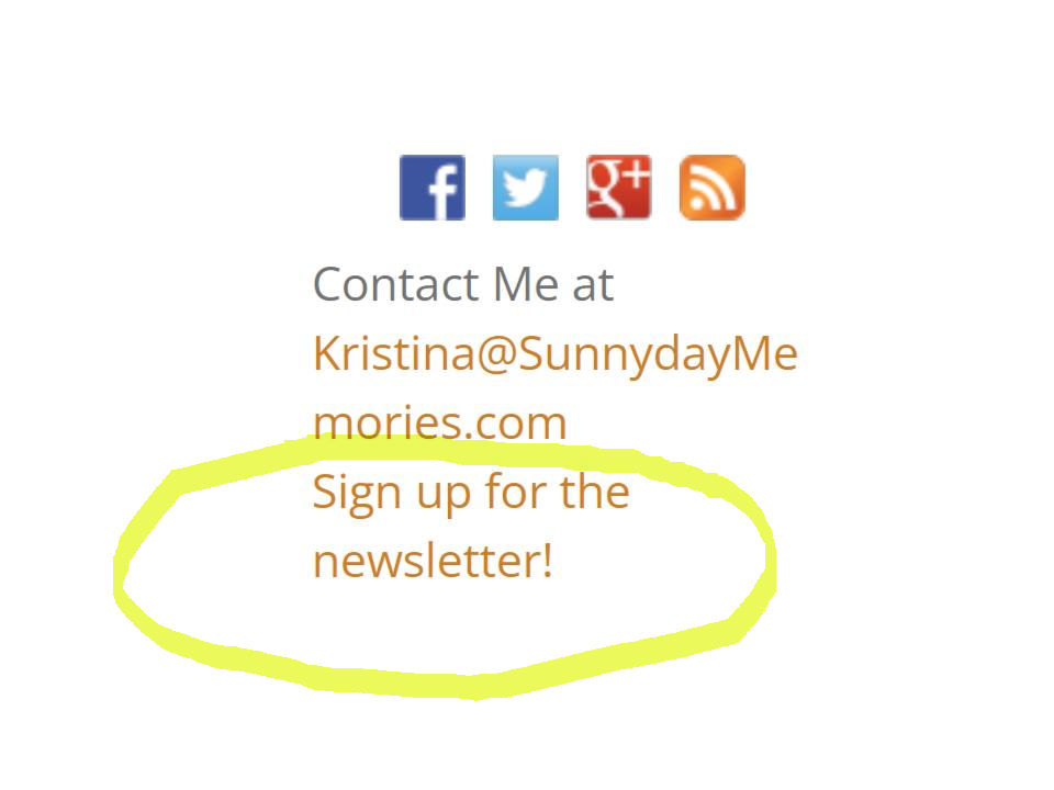 SunnyDay Memories Newsletter Signup