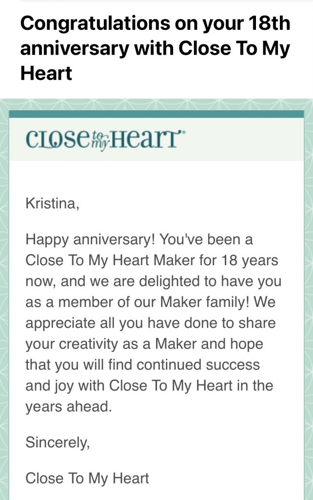 CTMH Anniversary Note