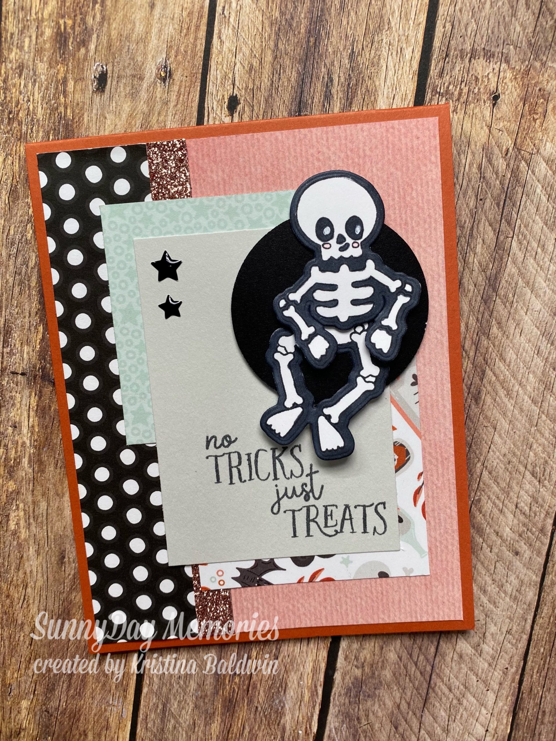 CTMH Skeleton No Tricks Just Treats Card