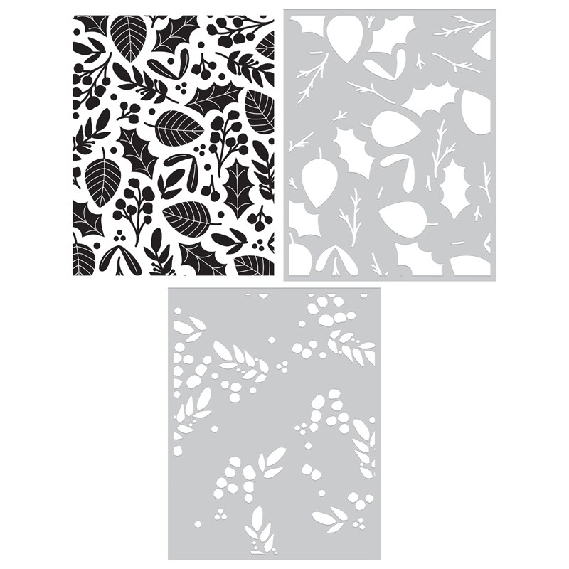 CTMH Holly Embossing Folder + Stencil