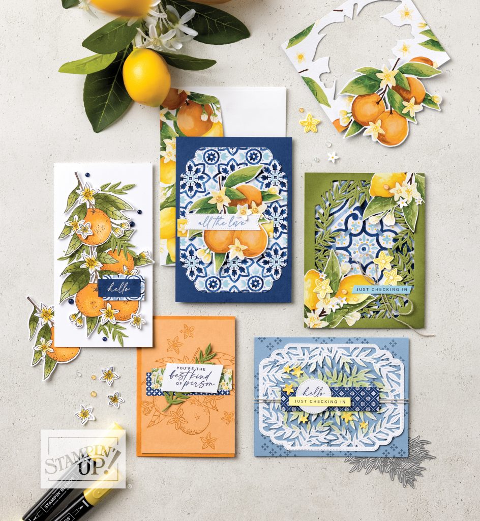 Artwork samples of Stampin' Up! Mediterranean Blooms Collection